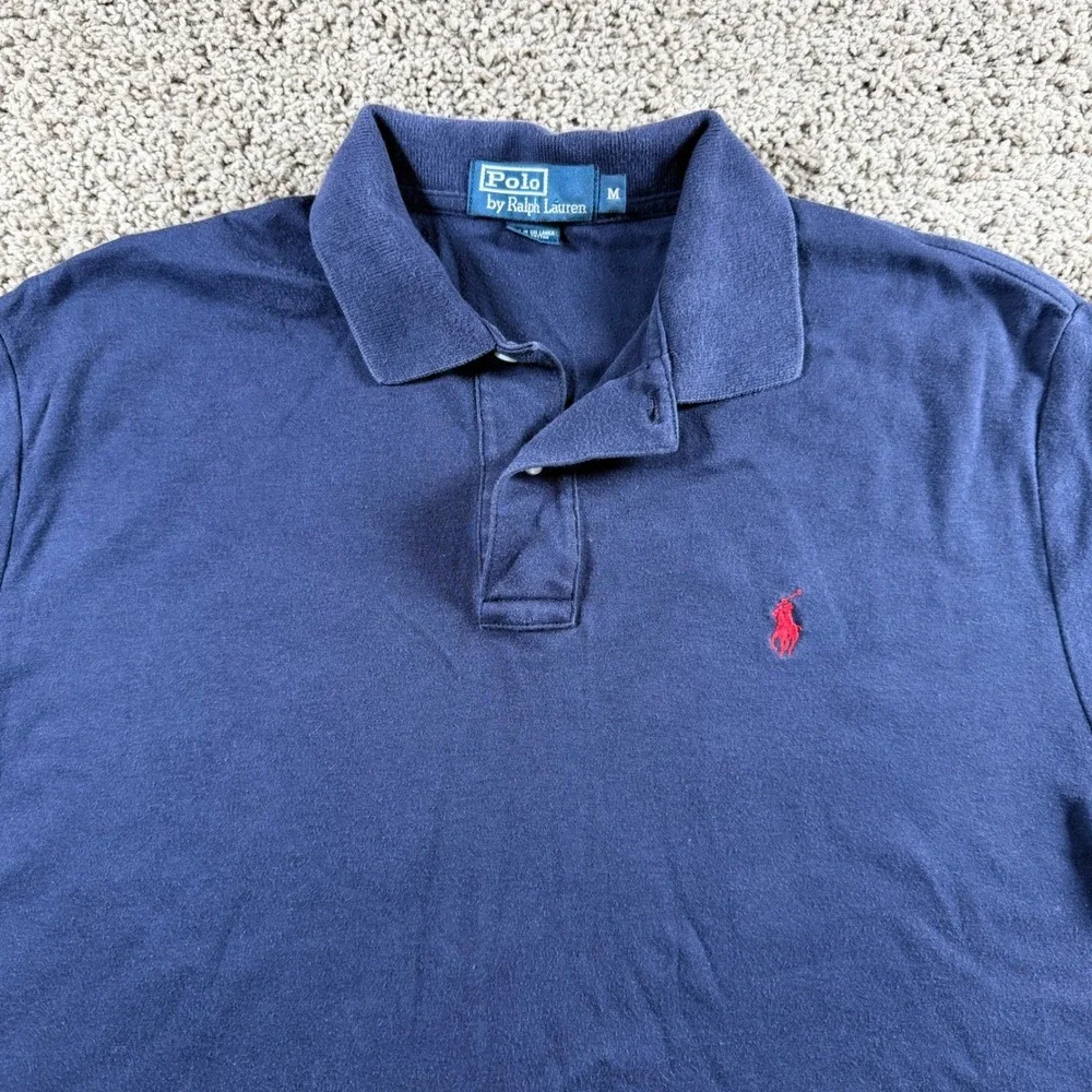 Polo Ralph Lauren Mens Navy Blue Shirt Medium preppy‎ golf resortwear logo pony